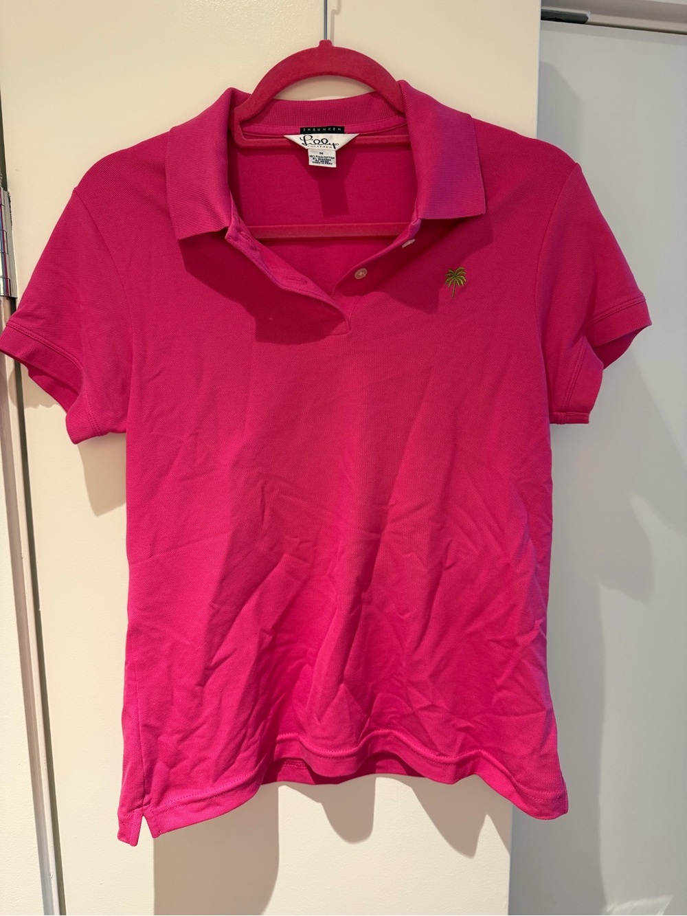 Lilly Pulitzer Shrunken Polo Shirt in hot pink sz medium